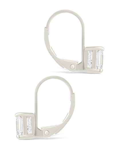 Sterling Silver Princess Cut French Clip Earrings
