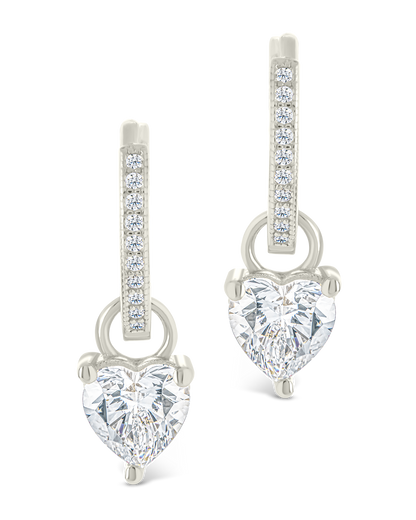 Sterling Silver Eugenia Heart Cut CZ Dangle Micro Hoops