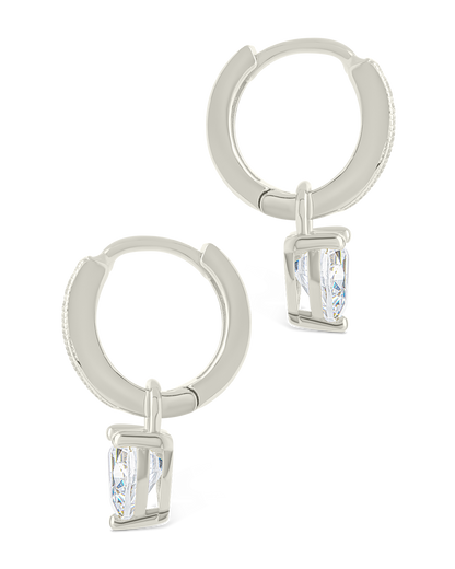 Sterling Silver Eugenia Heart Cut CZ Dangle Micro Hoops