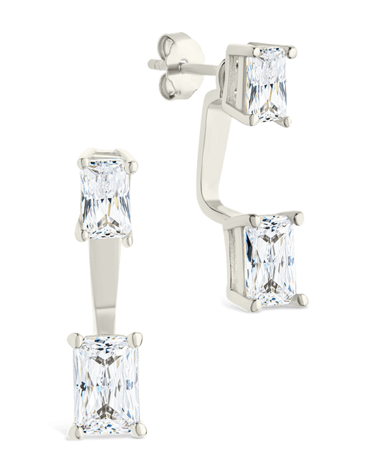 Sterling Silver Emerald Cut Duo Jackets Silver