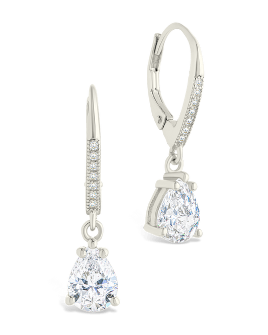 Sterling Silver Angelica Pear Cut CZ French Clip Earrings Silver