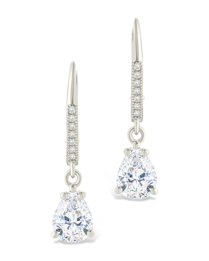 Sterling Silver Angelica Pear Cut CZ French Clip Earrings