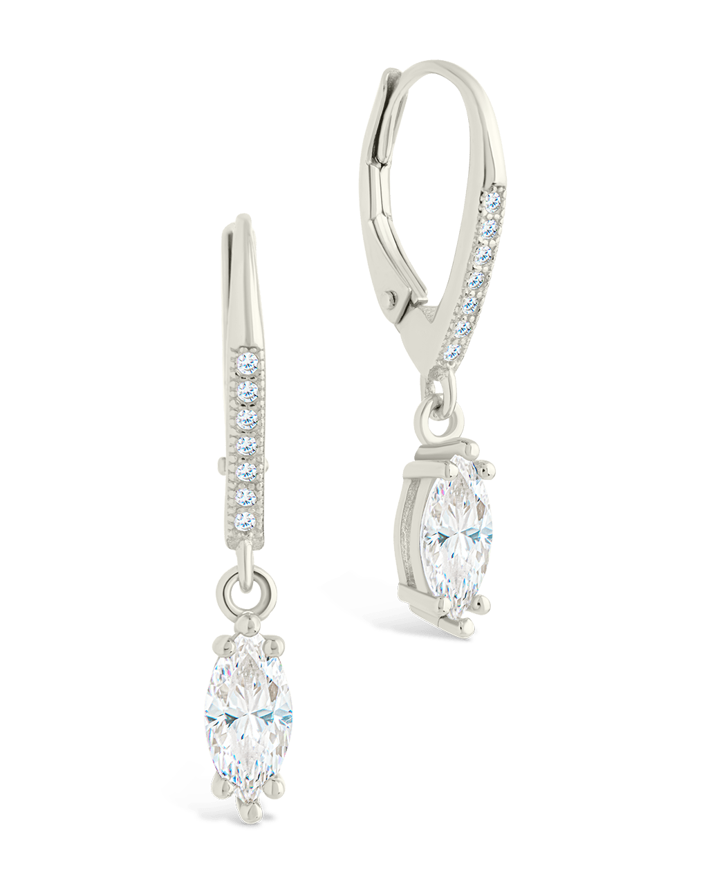 Sterling Silver Allegra Marquise Cut CZ French Clip Earrings Silver