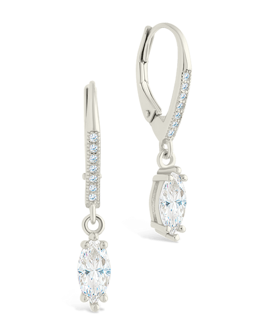 Sterling Silver Allegra Marquise Cut CZ French Clip Earrings Silver