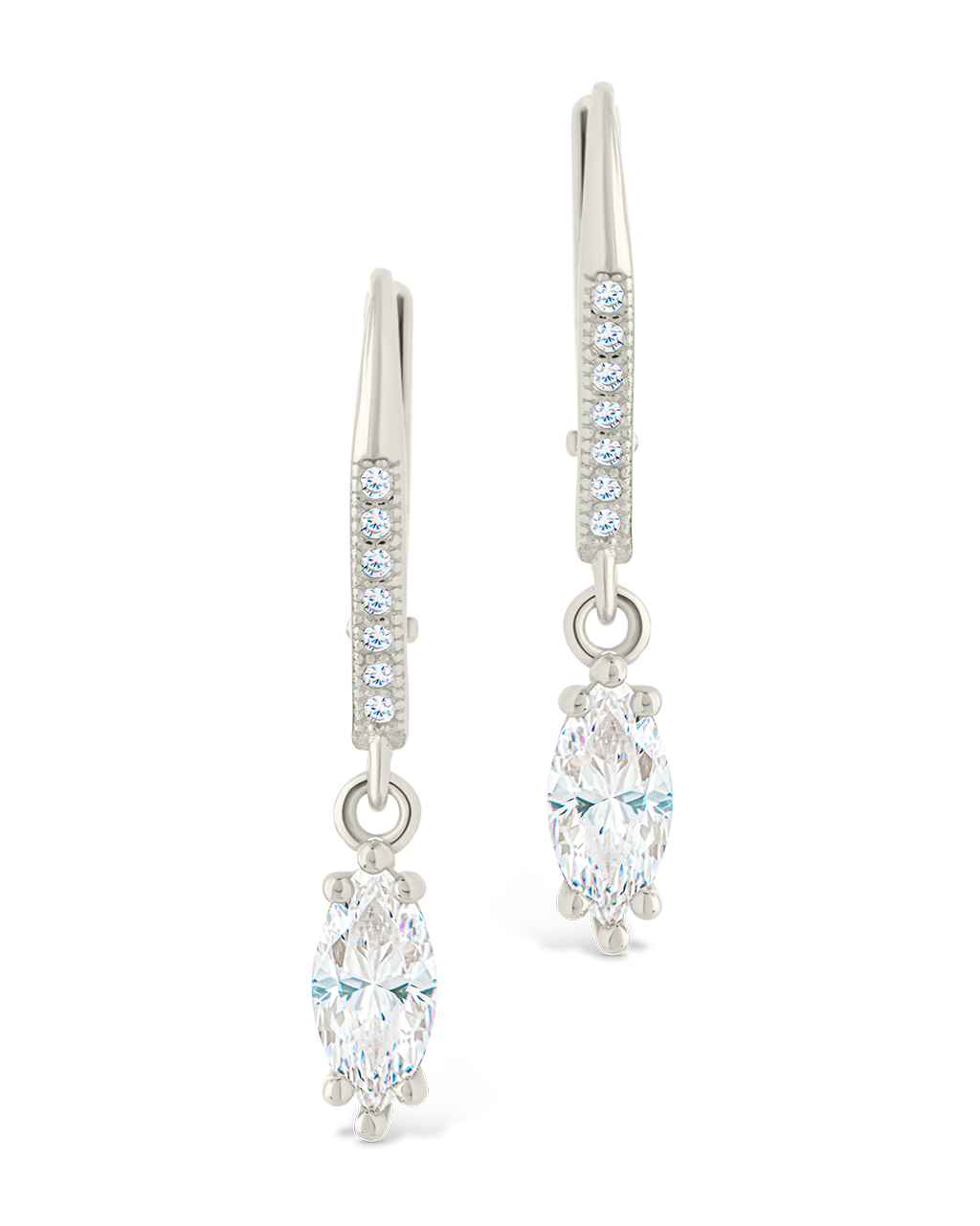 Sterling Silver Allegra Marquise Cut CZ French Clip Earrings