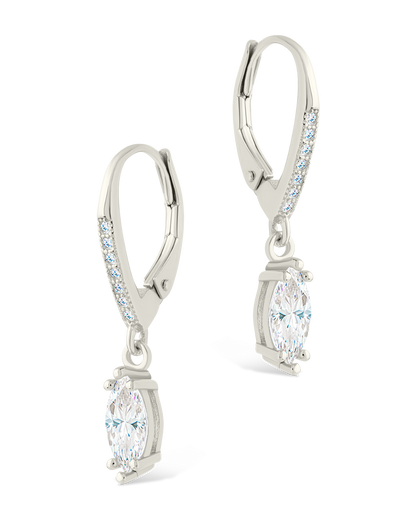 Sterling Silver Allegra Marquise Cut CZ French Clip Earrings