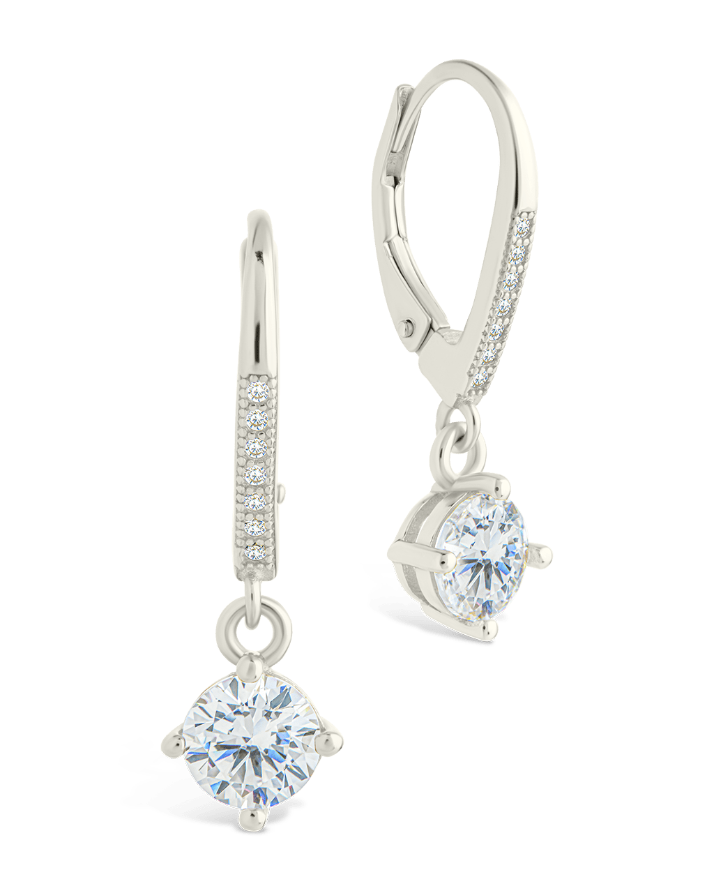 Sterling Silver Matilda Brilliant Cut CZ French Clip Earrings Silver