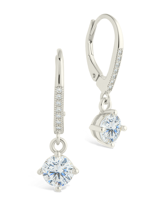 Sterling Silver Matilda Brilliant Cut CZ French Clip Earrings Silver