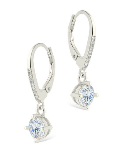 Sterling Silver Matilda Brilliant Cut CZ French Clip Earrings