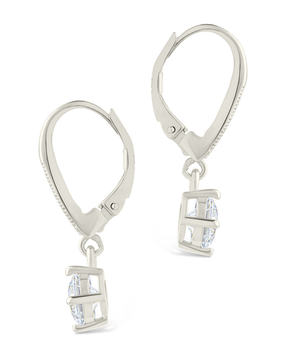 Sterling Silver Matilda Brilliant Cut CZ French Clip Earrings