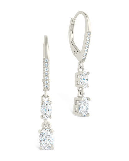 Sterling Silver Liesel Oval Cut CZ French Clip Earrings Silver