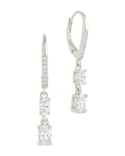 Sterling Silver Liesel Oval Cut CZ French Clip Earrings Silver