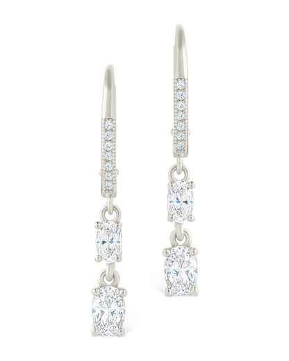 Sterling Silver Liesel Oval Cut CZ French Clip Earrings