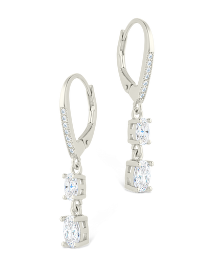Sterling Silver Liesel Oval Cut CZ French Clip Earrings