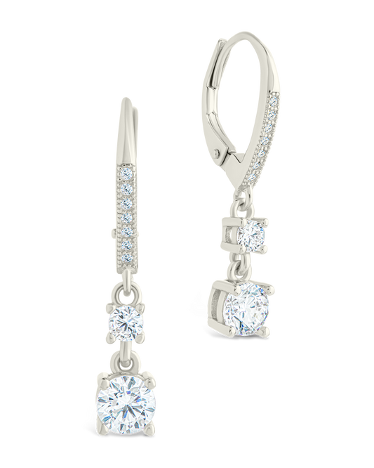 Sterling Silver Magdalena Brilliant Cut CZ French Clip Earrings Silver