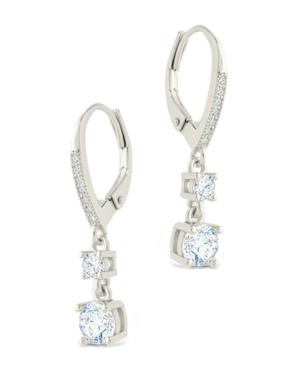 Sterling Silver Magdalena Brilliant Cut CZ French Clip Earrings