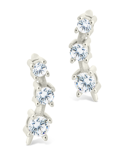 Sterling Silver Round Cut Mini Ear Crawlers