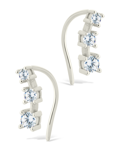 Sterling Silver Round Cut Mini Ear Crawlers