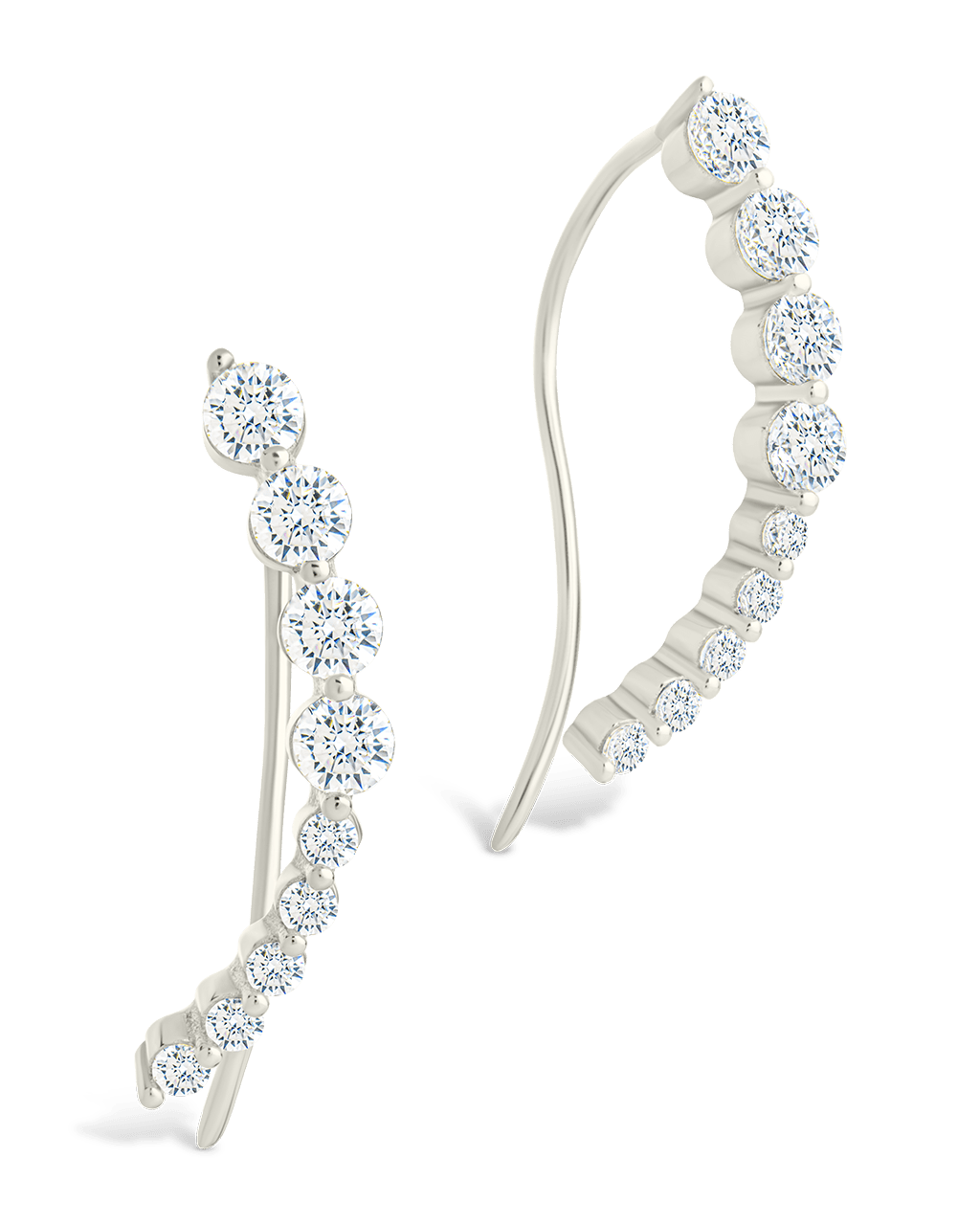 Sterling Silver Brilliant Round CZ Crawlers Silver
