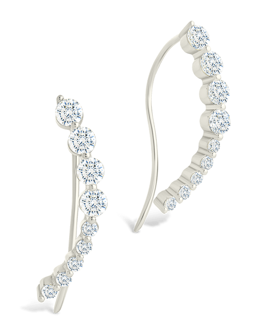 Sterling Silver Brilliant Round CZ Crawlers Silver