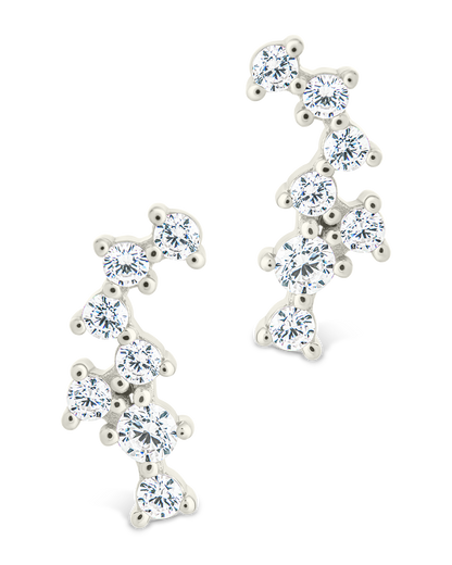Sterling Silver Round Cut Cluster CZ Crawlers