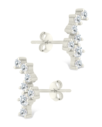 Sterling Silver Round Cut Cluster CZ Crawlers