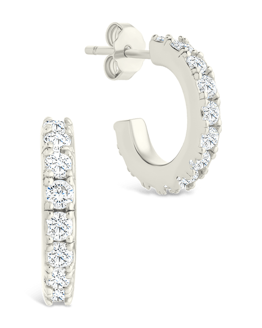 Sterling Silver Eleri CZ Tube Hoops Silver