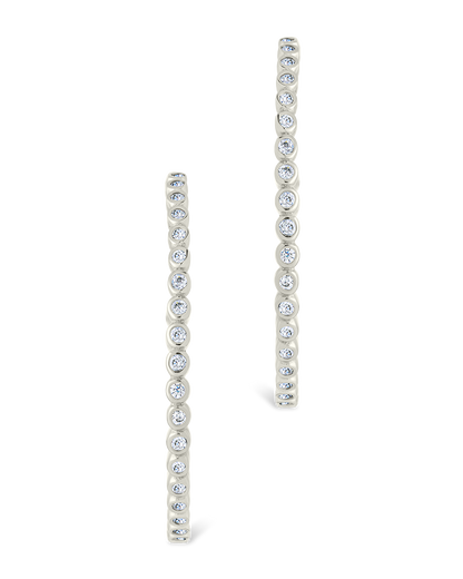 Sterling Silver Bezel Statement Bubble Hoops