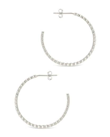 Sterling Silver Bezel Statement Bubble Hoops