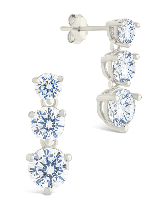 Sterling Silver Opaline Brilliant Cut CZ Studs Silver