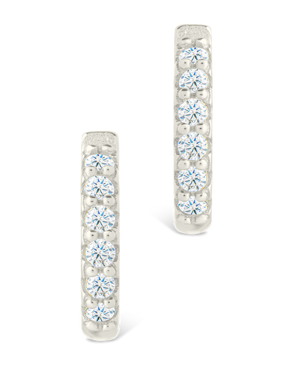 Sterling Silver Constance CZ Studded Statement Hoops