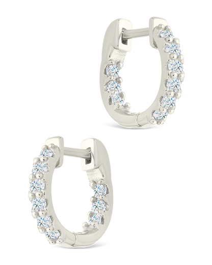Sterling Silver Constance CZ Studded Statement Hoops