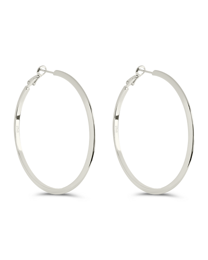 Leona Polished Hoop Earrings Silver