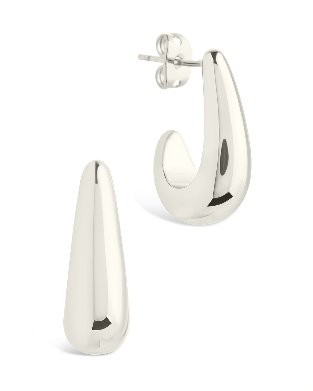 Stephanie Huggie Hoop Earrings Silver