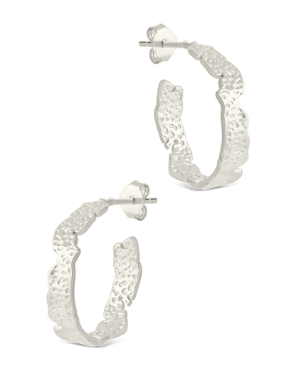 Sterling Silver Mary Textured Hoop Earrings