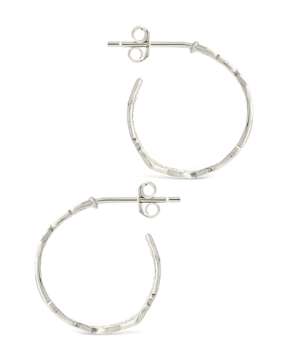 Sterling Silver Mary Textured Hoop Earrings