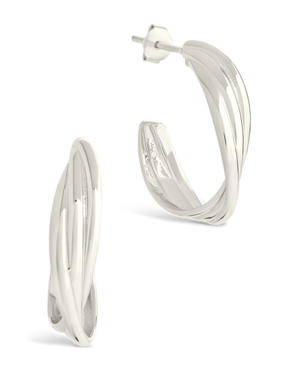 Sterling Silver Monique Twisted Stud Earrings Silver