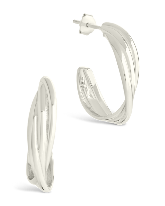 Sterling Silver Monique Twisted Stud Earrings Silver