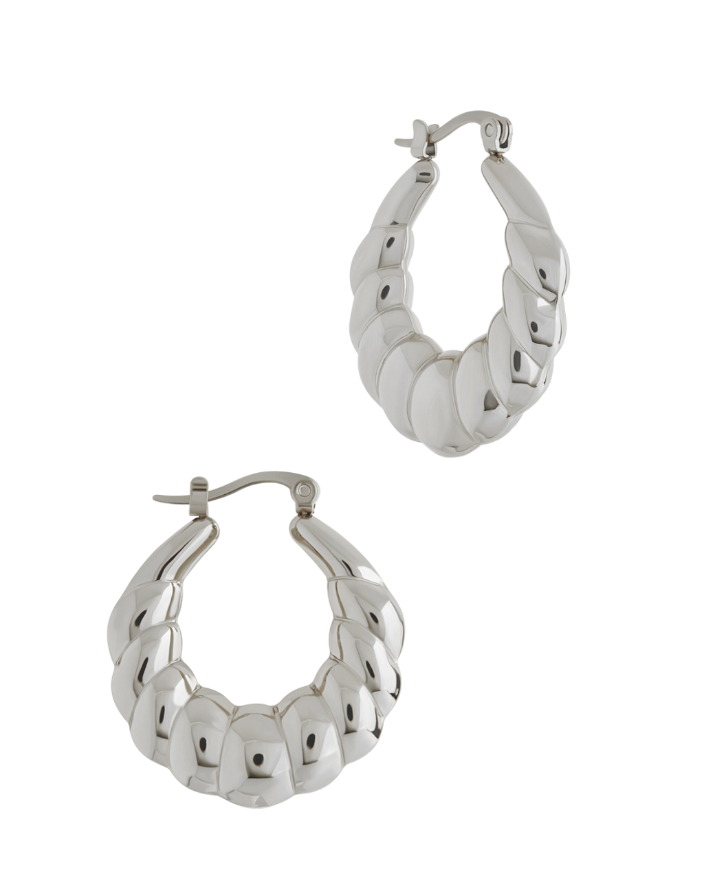 Piper Twisted Polished Hoop Earrings Silver