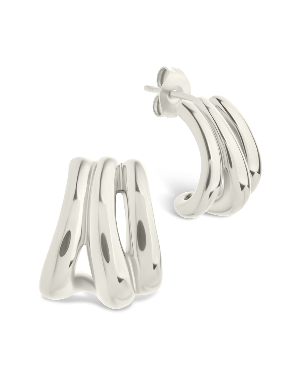 Triple Row Beatrix Statement Hoop Silver
