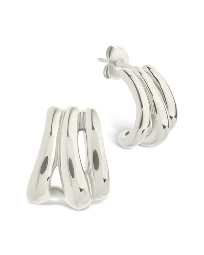 Triple Row Beatrix Statement Hoop Silver