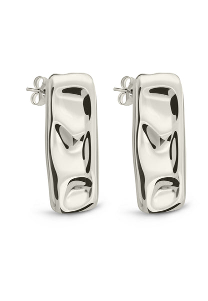 Monet Molten Metal Bar Stud Earrings Silver