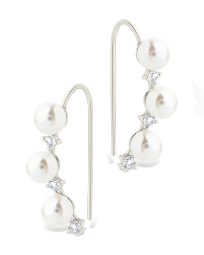 Sterling Silver Siena CZ & Pearl Threader Earrings