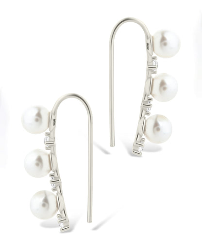 Sterling Silver Siena CZ & Pearl Threader Earrings