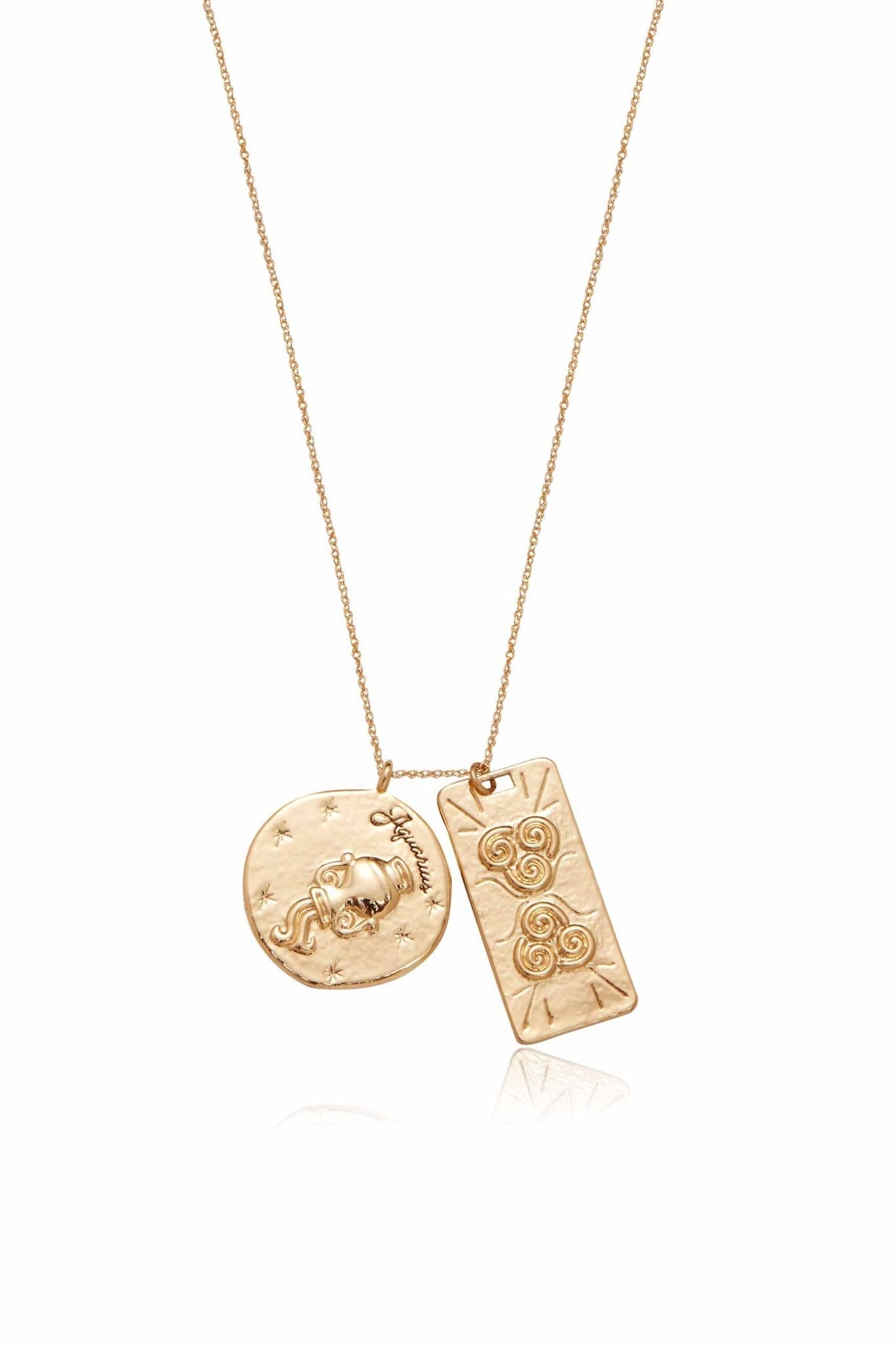 Zodiac Double Medallion Necklace Aquarius One Size