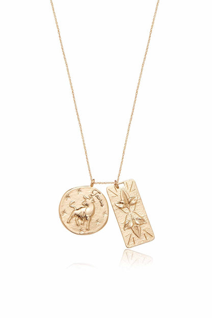 Zodiac Double Medallion Necklace Taurus One Size