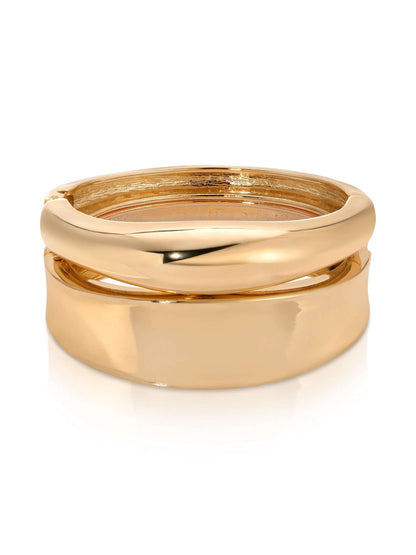 Double Golden Bangle Set 18k Gold Plated One Size