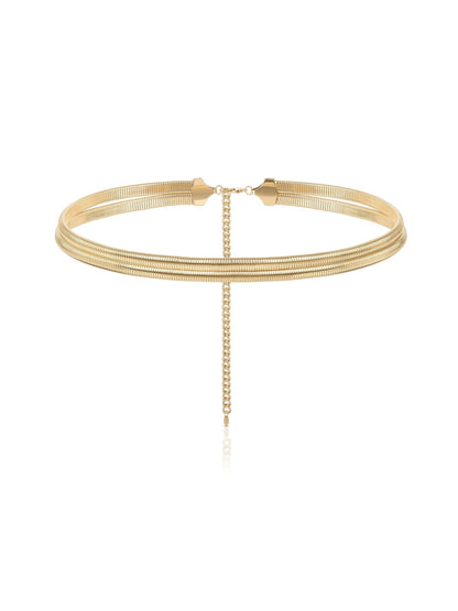 Wrap Around Flex Snake Chain Belt Gold Tone One Size