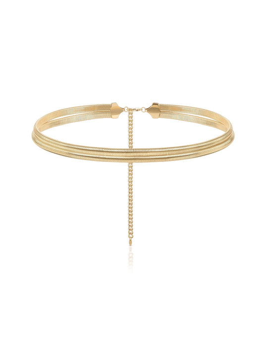Wrap Around Flex Snake Chain Belt Gold Tone One Size