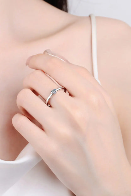 Heart-Shaped Moissanite Solitaire Ring Silver